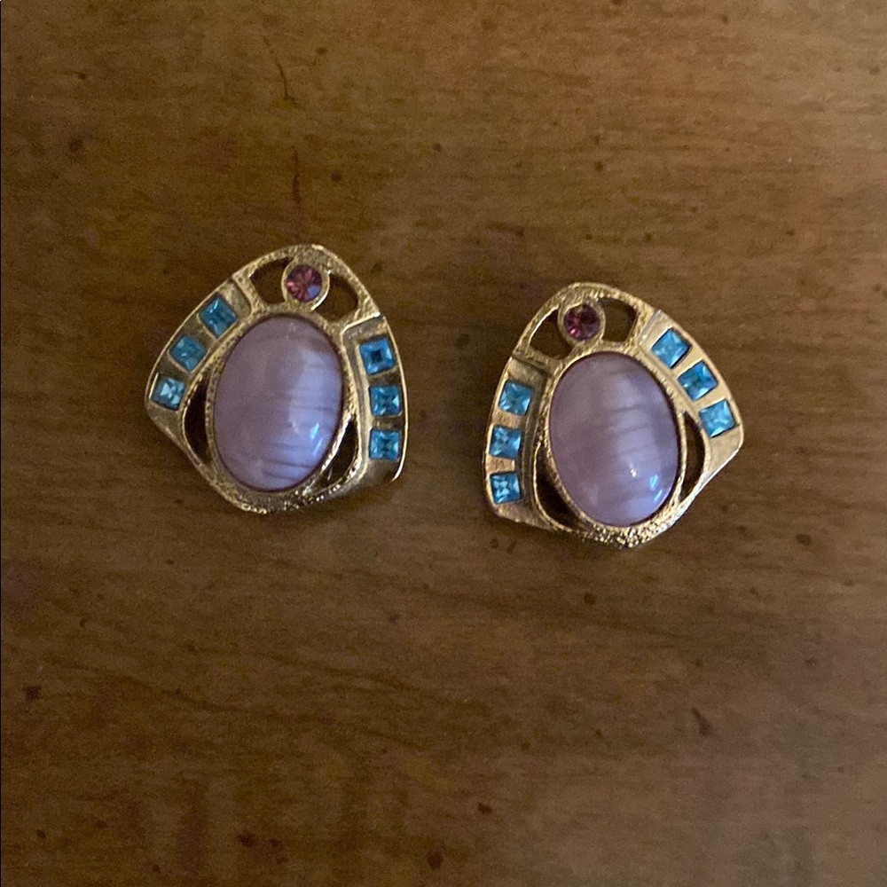 Elegant Gold and Purple Earrings